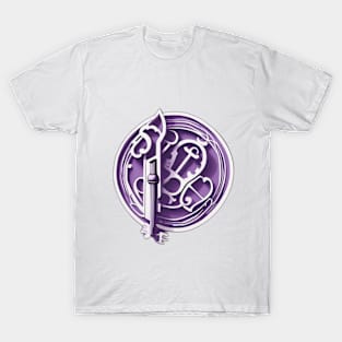 Enchanted Sword and Keys Emblem Design in Purple No. 490 T-Shirt